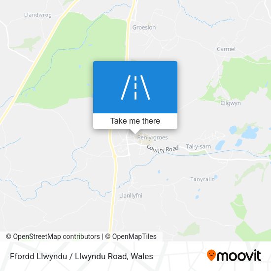 Ffordd Llwyndu / Llwyndu Road map