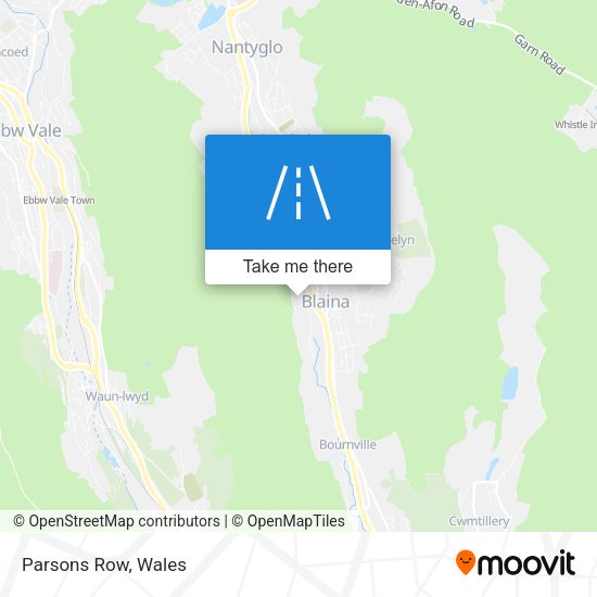 How to get to Parsons Row in Blaenau Gwent by Bus or Train?