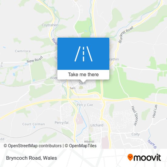 Bryncoch Road map