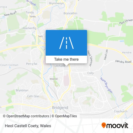 Heol Castell Coety map
