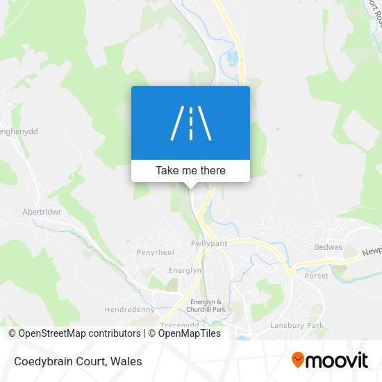 Coedybrain Court map