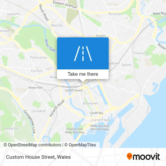 How to get to Custom House Street, Cardiff by bus or train?