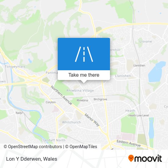 Lon Y Dderwen map