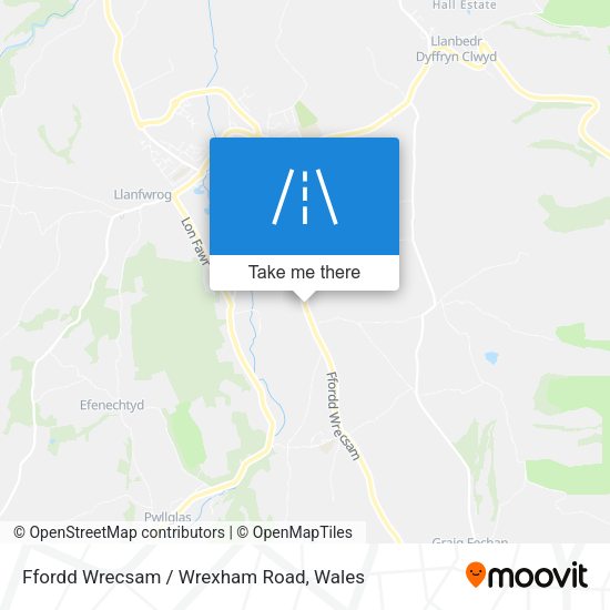 Ffordd Wrecsam / Wrexham Road map
