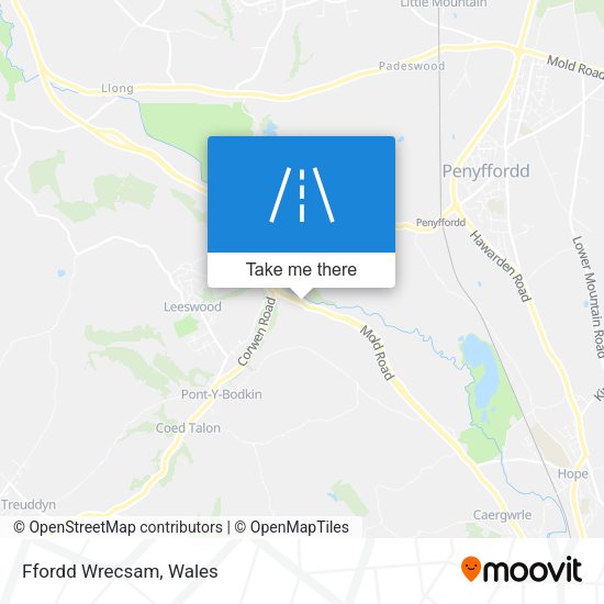 Ffordd Wrecsam map