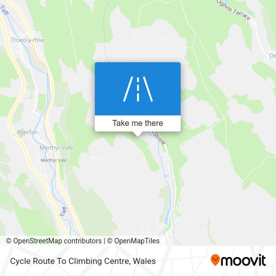 Cycle Route To Climbing Centre map