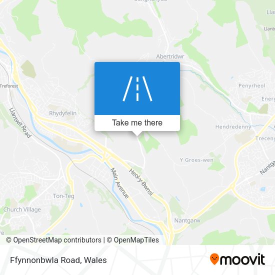 Ffynnonbwla Road map