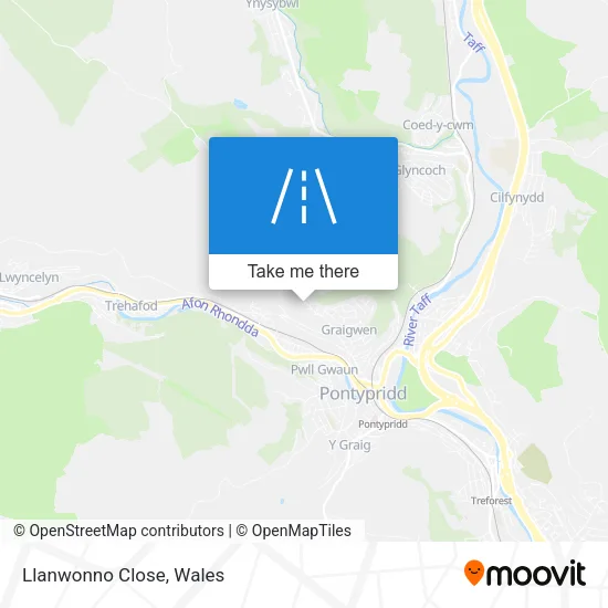 Llanwonno Close map
