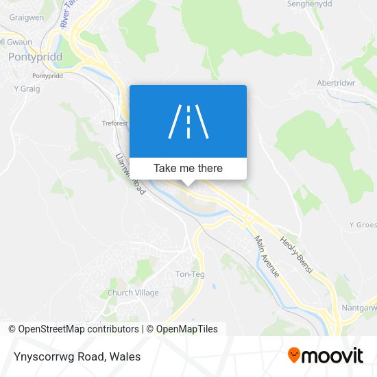 Ynyscorrwg Road map