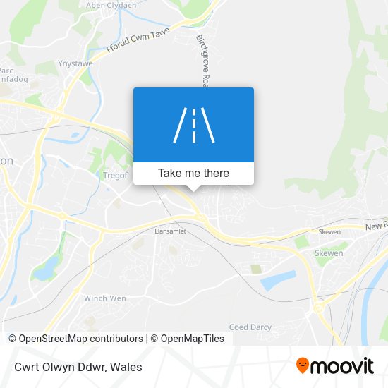 Cwrt Olwyn Ddwr map