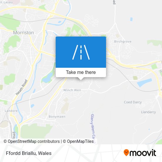 Ffordd Briallu map