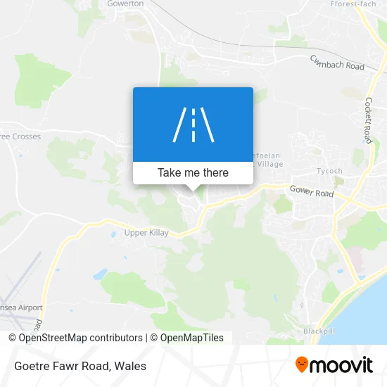 Goetre Fawr Road map