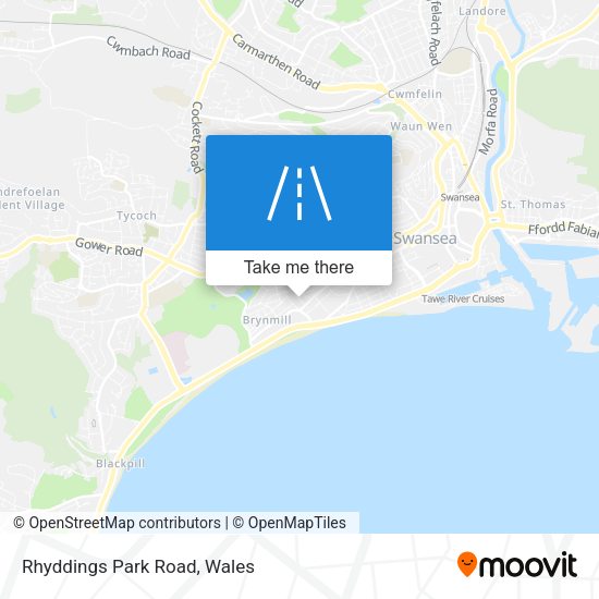 Rhyddings Park Road map