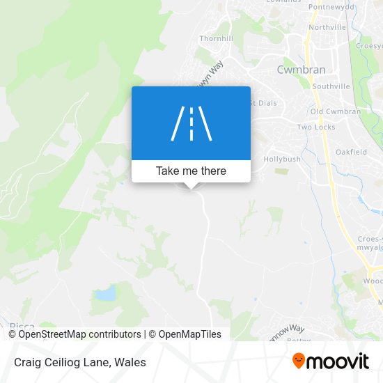 Craig Ceiliog Lane map