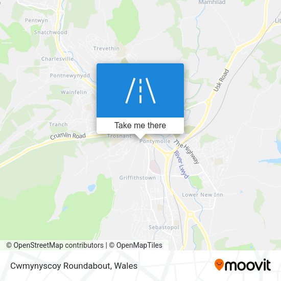 Cwmynyscoy Roundabout map