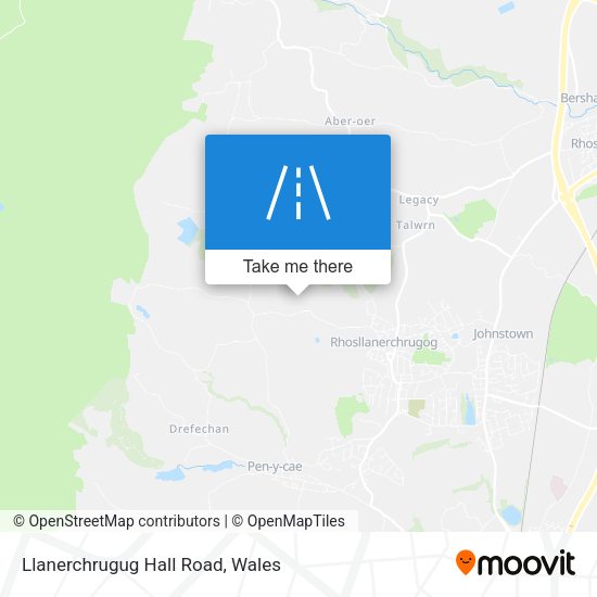 Llanerchrugug Hall Road map