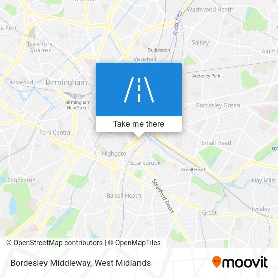 Bordesley Middleway map