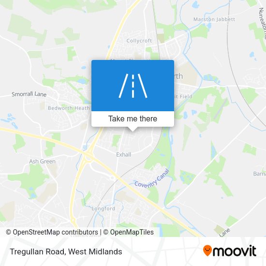 Tregullan Road map