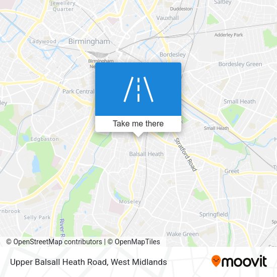 Upper Balsall Heath Road map