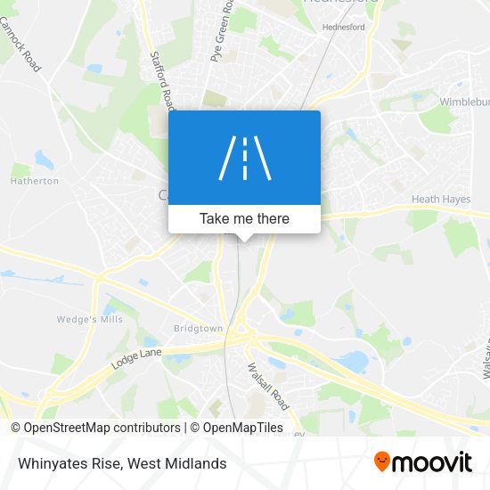 Whinyates Rise map