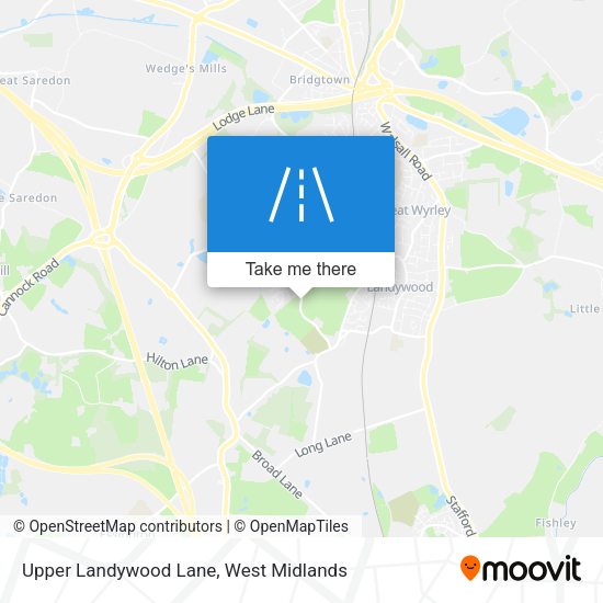 Upper Landywood Lane map
