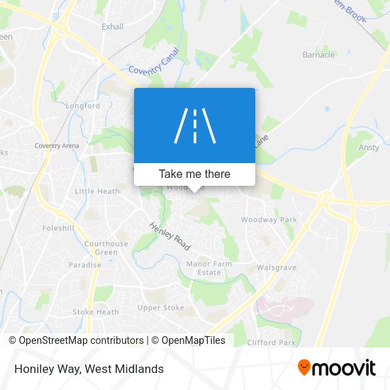 Honiley Way map