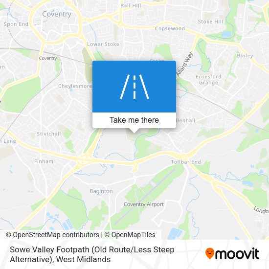 Sowe Valley Footpath (Old Route / Less Steep Alternative) map