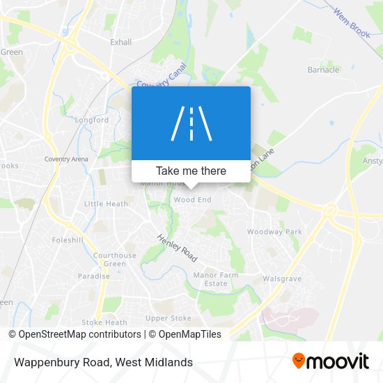 Wappenbury Road map