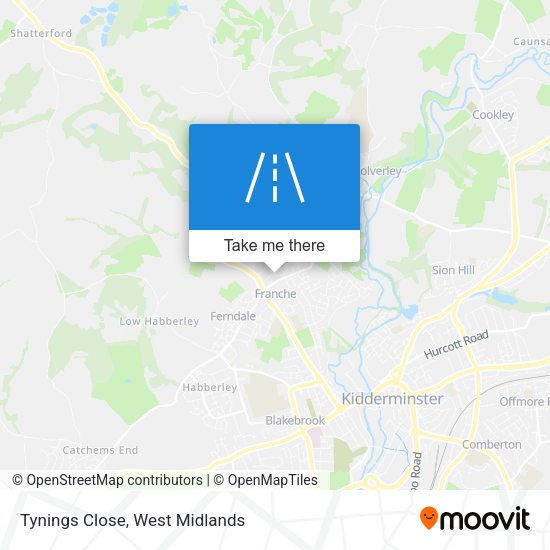 Tynings Close map