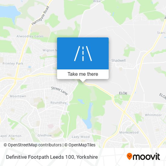 Definitive Footpath Leeds 100 map