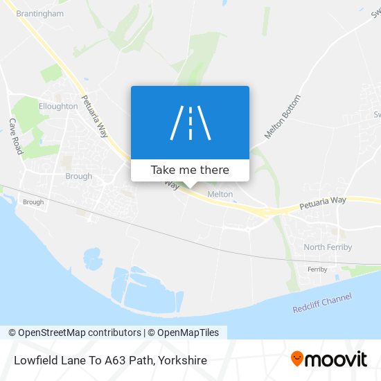 Lowfield Lane To A63 Path map