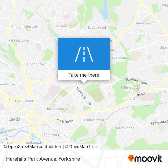 Harehills Park Avenue map