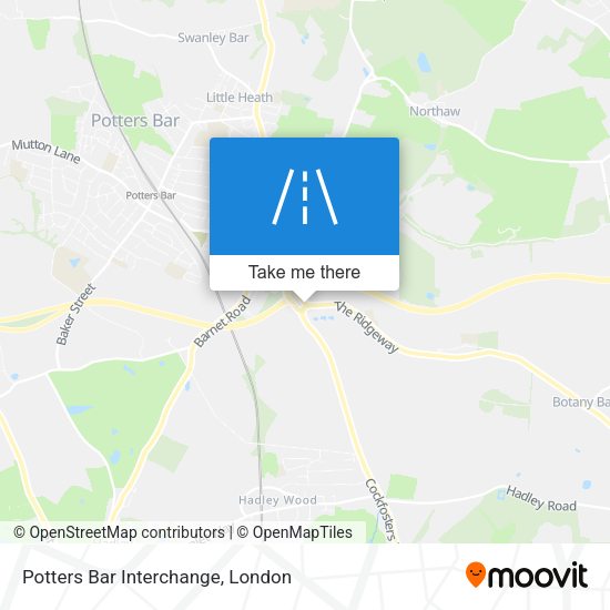 Potters Bar Interchange map