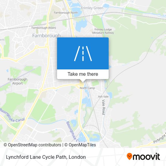Lynchford Lane Cycle Path map