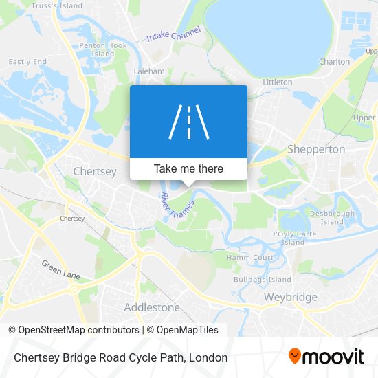 Chertsey Bridge Road Cycle Path map