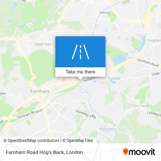 Farnham Road Hog's Back map