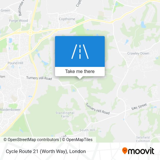 Cycle Route 21 (Worth Way) map