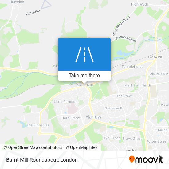 Burnt Mill Roundabout map