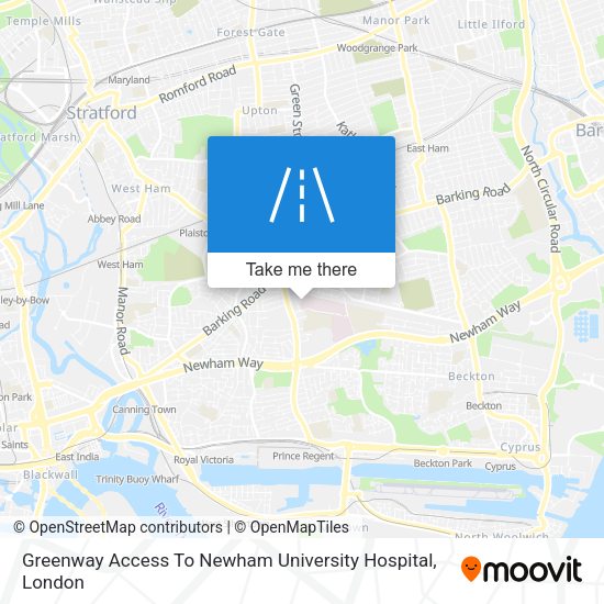 Greenway Access To Newham University Hospital map