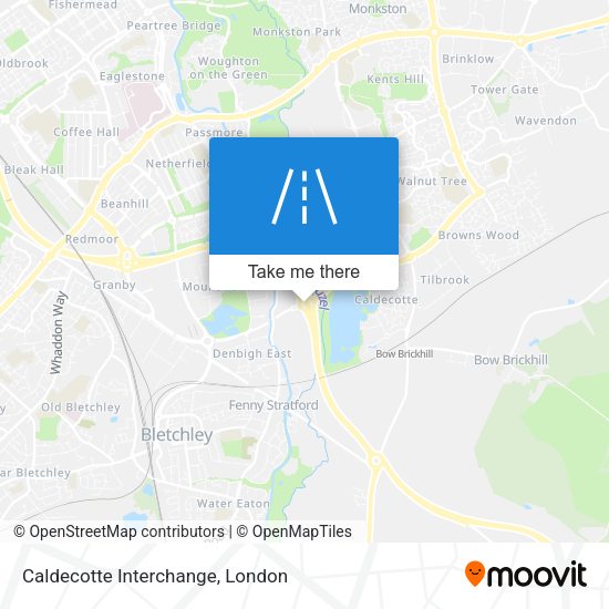 Caldecotte Interchange map