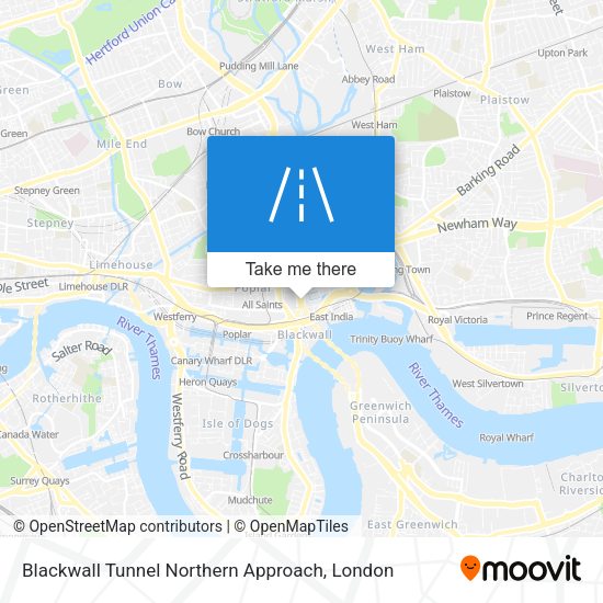 Blackwall Tunnel Northern Approach map