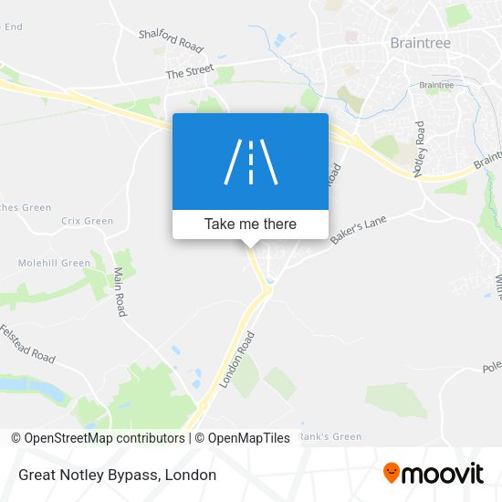 Great Notley Bypass map
