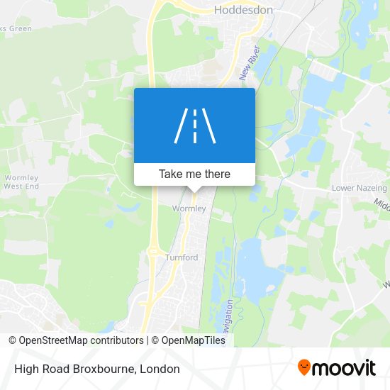High Road Broxbourne map