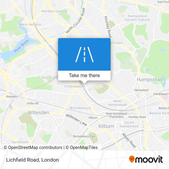 Lichfield Road map