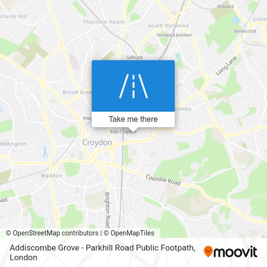 Addiscombe Grove - Parkhill Road Public Footpath map