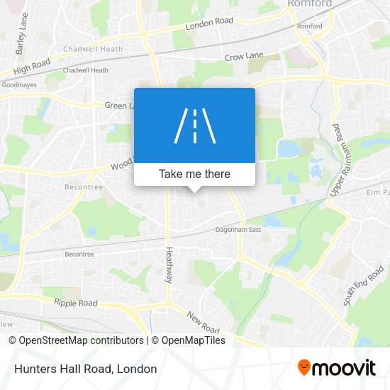 Hunters Hall Road map