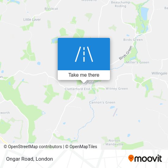 Ongar Road map