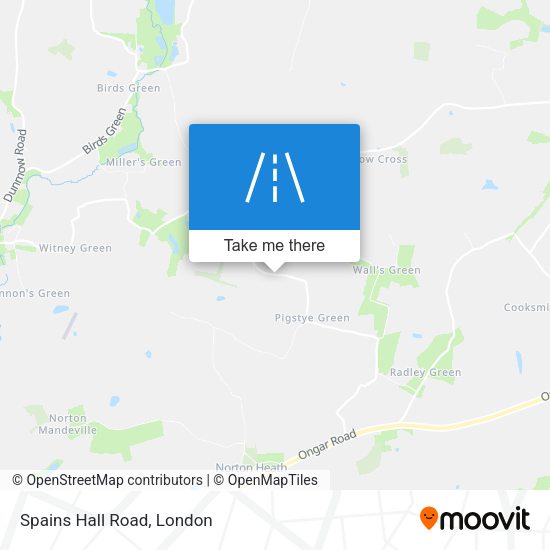 Spains Hall Road map