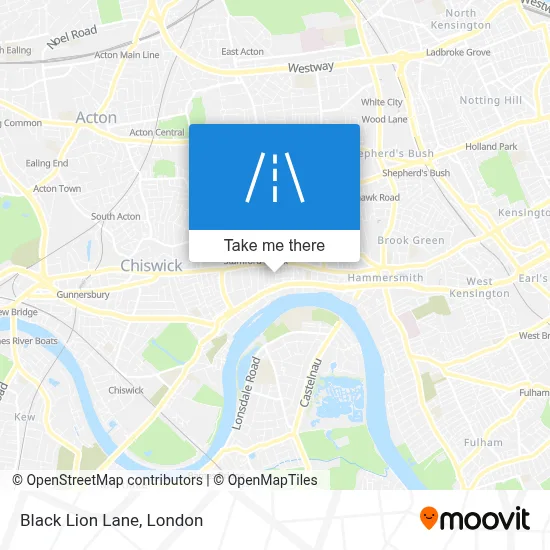 How to get to Black Lion Lane, Hammersmith by Tube, bus or train?