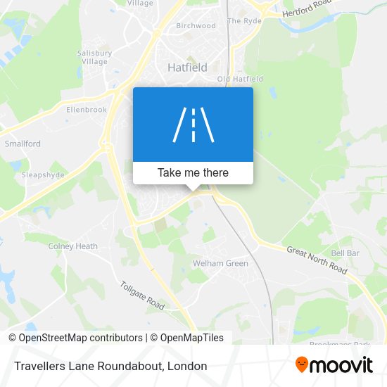Travellers Lane Roundabout map